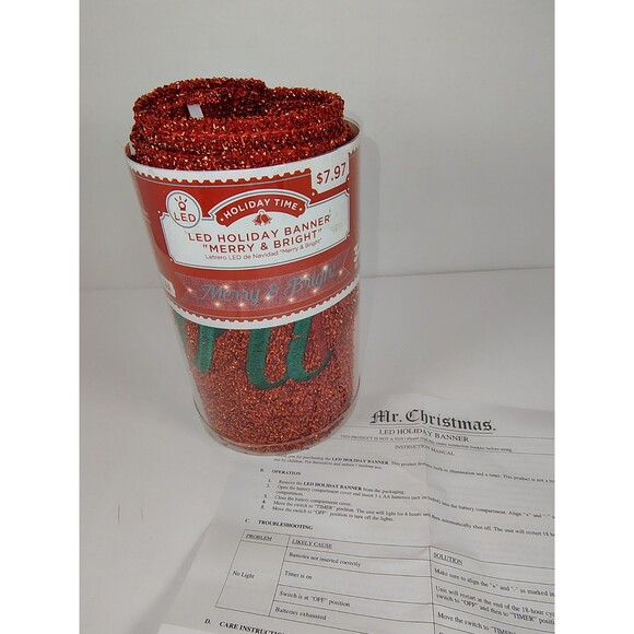 Holiday Time LED Holiday Banner that says "Merry & Bright" - Picture 5 of 16